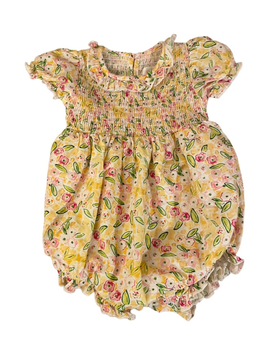 SweetHoney Yellow Floral Smocked One-Piece LK New SZ 18M